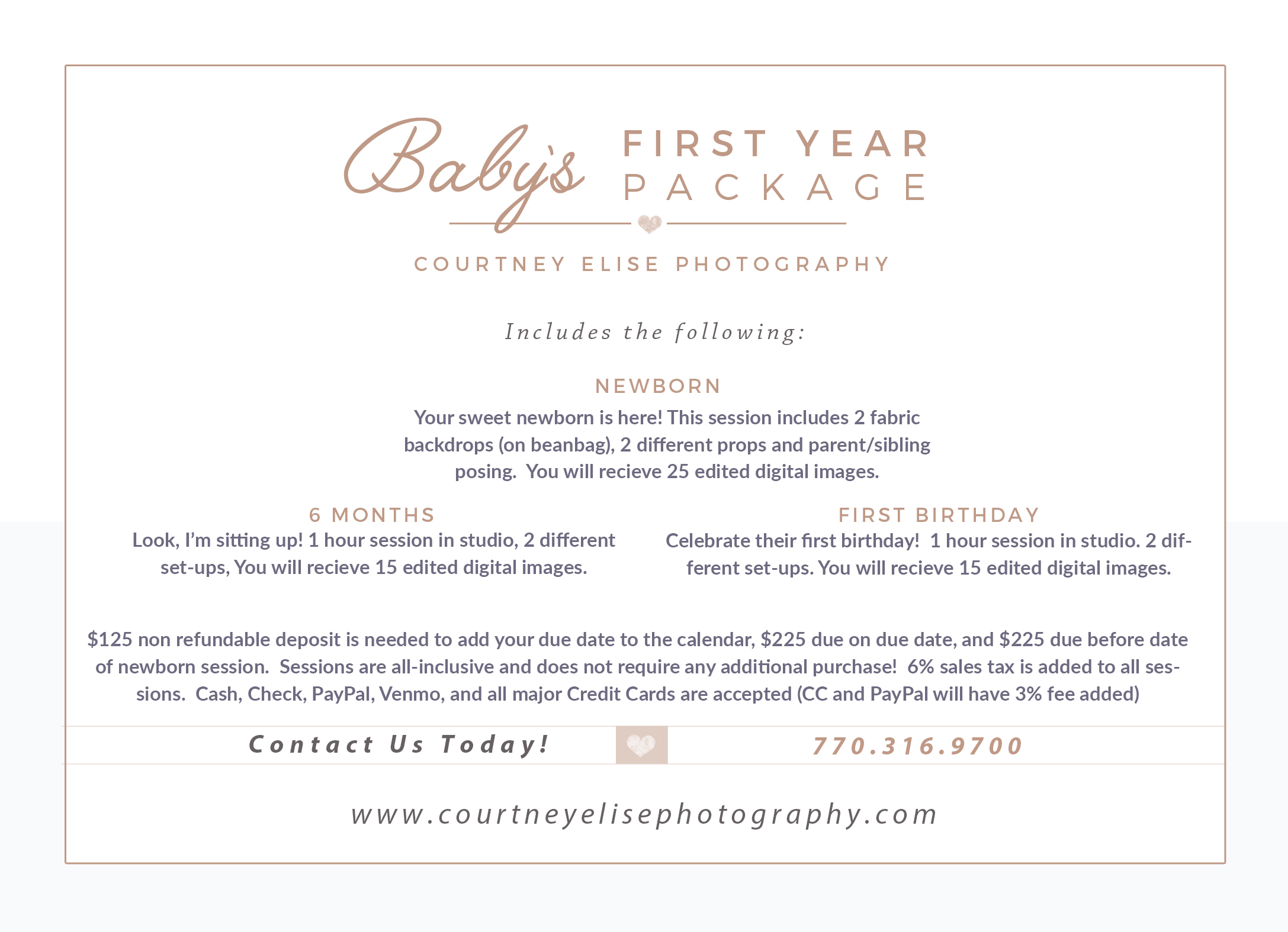 Baby' First Year Photo Packages